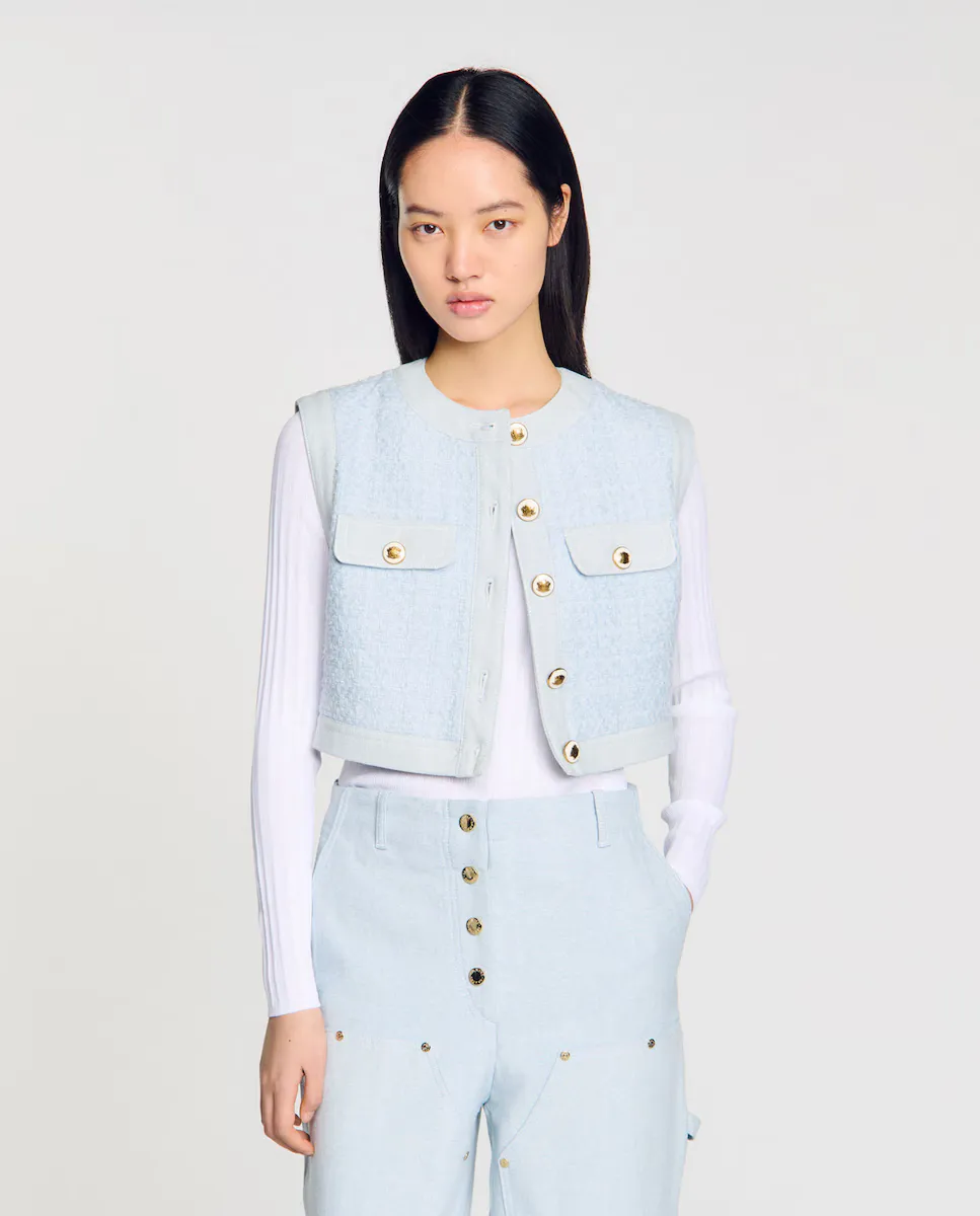 

Рибана свитер женский с пуговицами на воротнике Sandro, белый