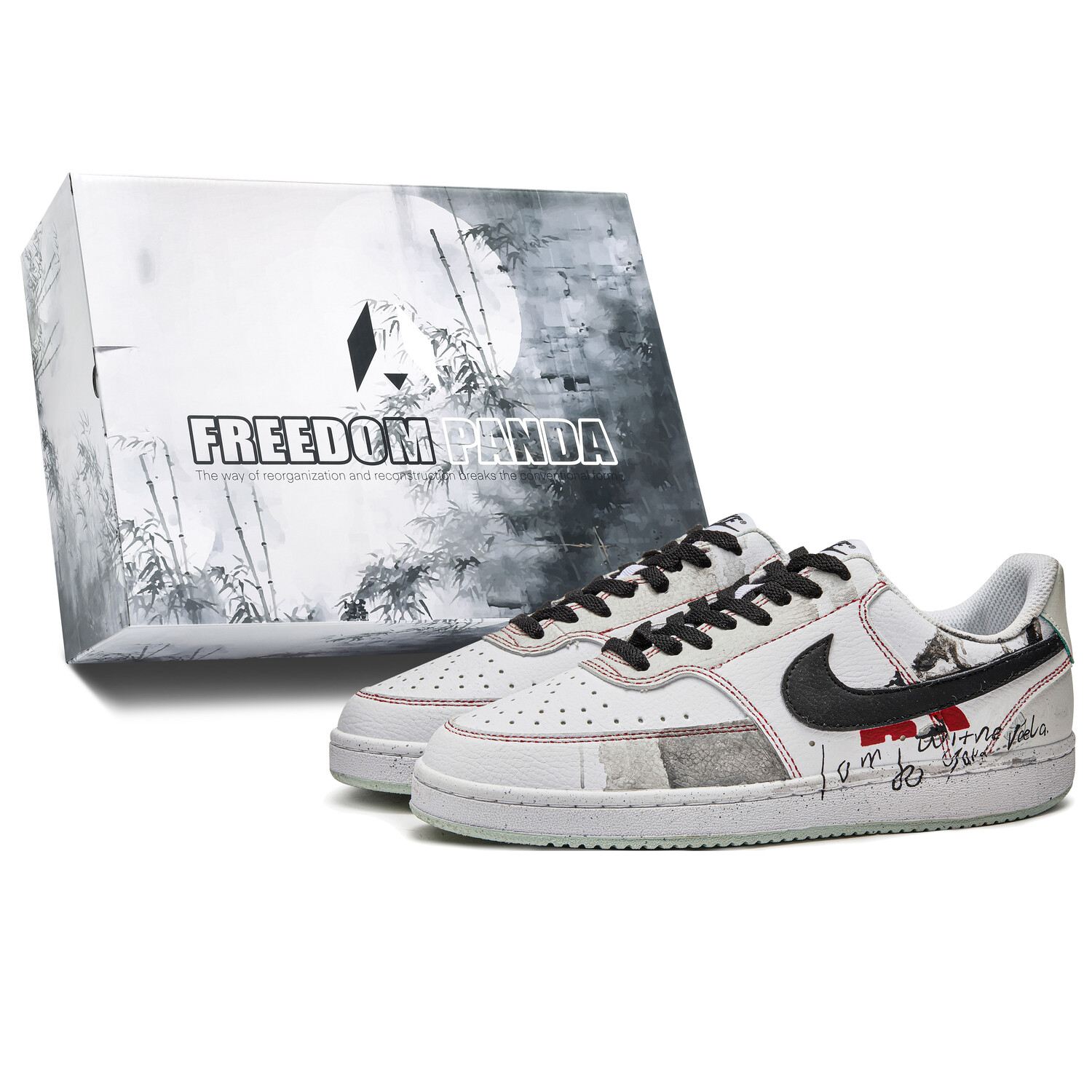 

Кроссовки Nike Court Vision 1 Skateboarding Shoes Men Low-top White/black, белый/черный