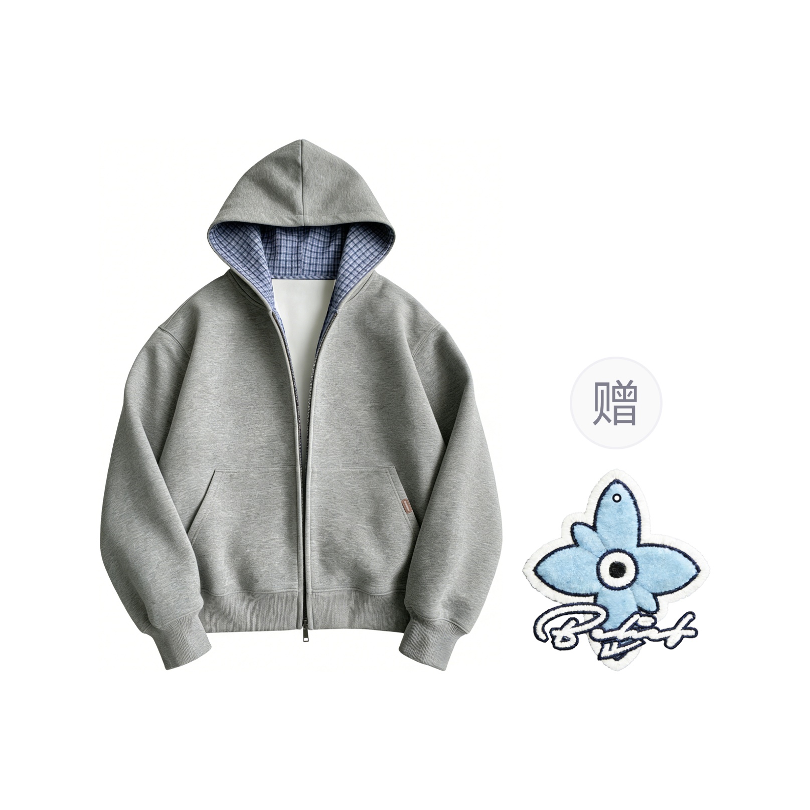 

Толстовка Unisex Hooded Moderate Cardigan WARRIOR, светло-серый[free badge+scented sachet charm]