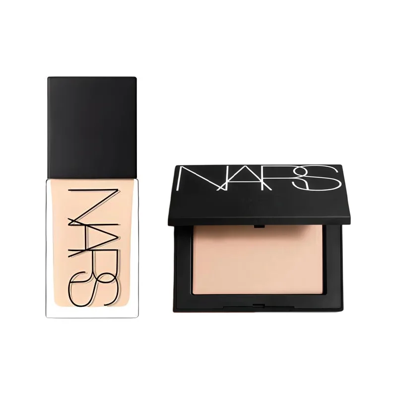 NARS Набор топовой тональной основы из двух предметов: легко растушевывается, стойкая, маскирующая, фиксирующая, 10 г + 30 мл, подарок на день рождения, Two-Piece Set: Liquid Foundation L2 30ml+Skin Bright White Compact 10g