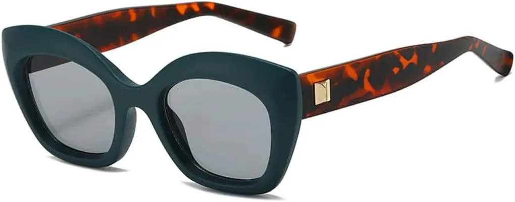 

Солнцезащитные очки «Кошачий глаз» желейного цвета для женщин, ретро-очки с заклепками для мужчин, леопардовые очки с защитой от УФ-излучения UV400 UATXTAU, Green