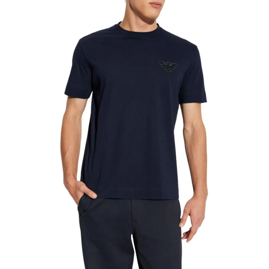 Футболка с круглым вырезом и коротким рукавом EMPORIO ARMANI, Marine Blue — фото 3
