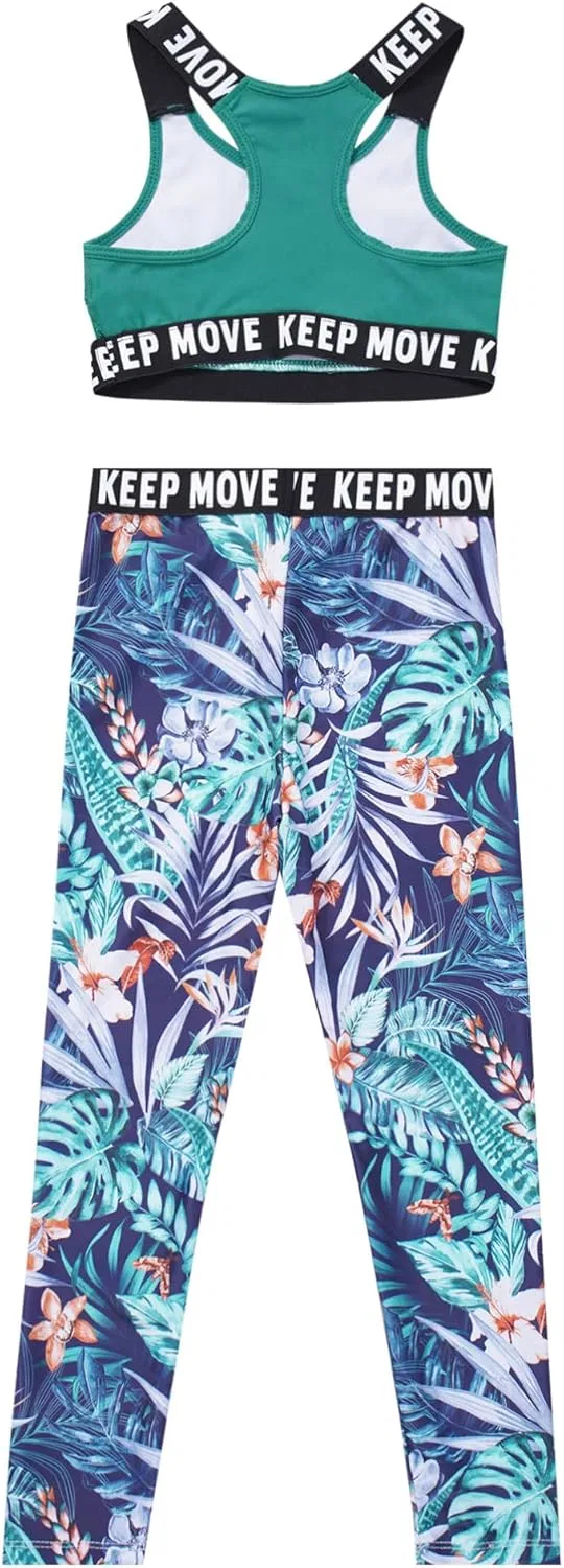 Детский спортивный костюм из топа и леггинсов dPois, Blue Floral — фото 2