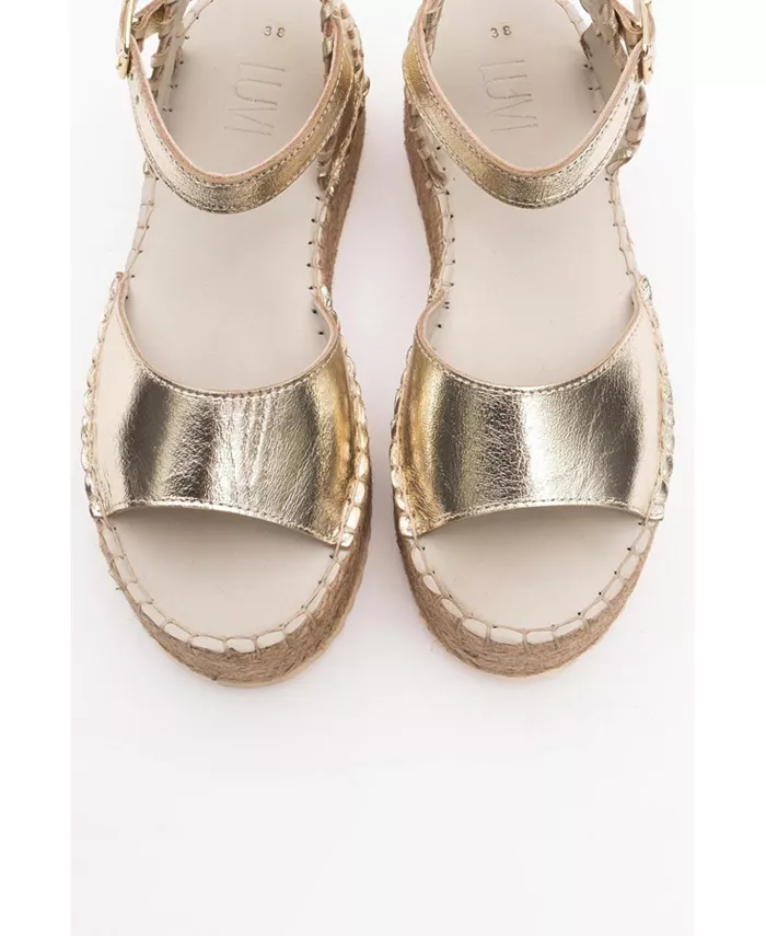 Сандалии Serez Leather Platform Espadrilles (женские) Forever & Always Shoes, золотой — фото 2