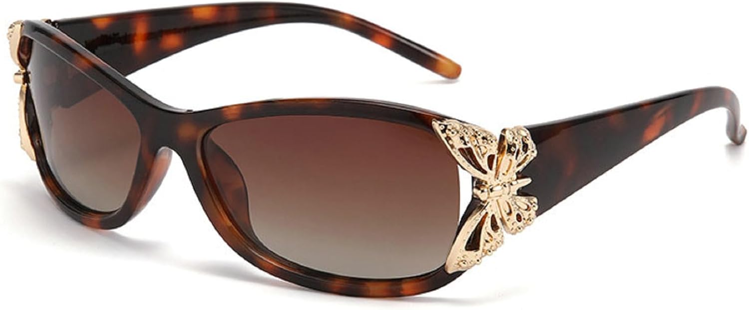 

Модные поляризованные солнцезащитные очки в стиле Y2K для женщин, большие солнцезащитные очки для вождения, защита от УФ-излучения, модные солнцезащитные очки-бабочки mincl, Leopard