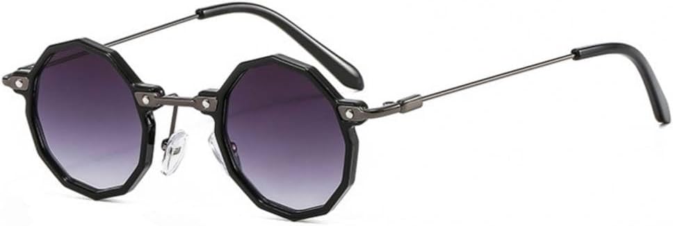 

Ретро-многоугольные маленькие круглые панк-солнцезащитные очки для женщин, модные прозрачные линзы с градиентом «океан», солнцезащитные очки UV400 для мужчин MTZJH, Black Gray Gradient