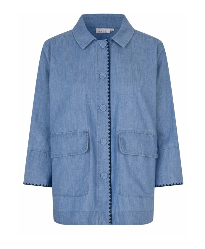 

Синяя джинсовая куртка с рукавами ¾ Masai, синий