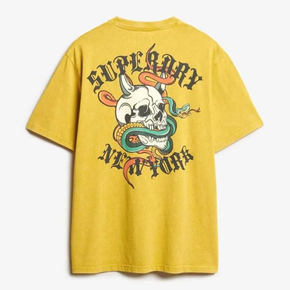 Футболка с коротким рукавом Superdry Neo Trad Tattoo Loose, желтый — фото 4