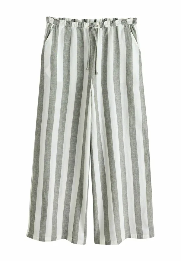 Брюки с высокой талией и широкими штанинами, укороченный крой Next, Khaki White