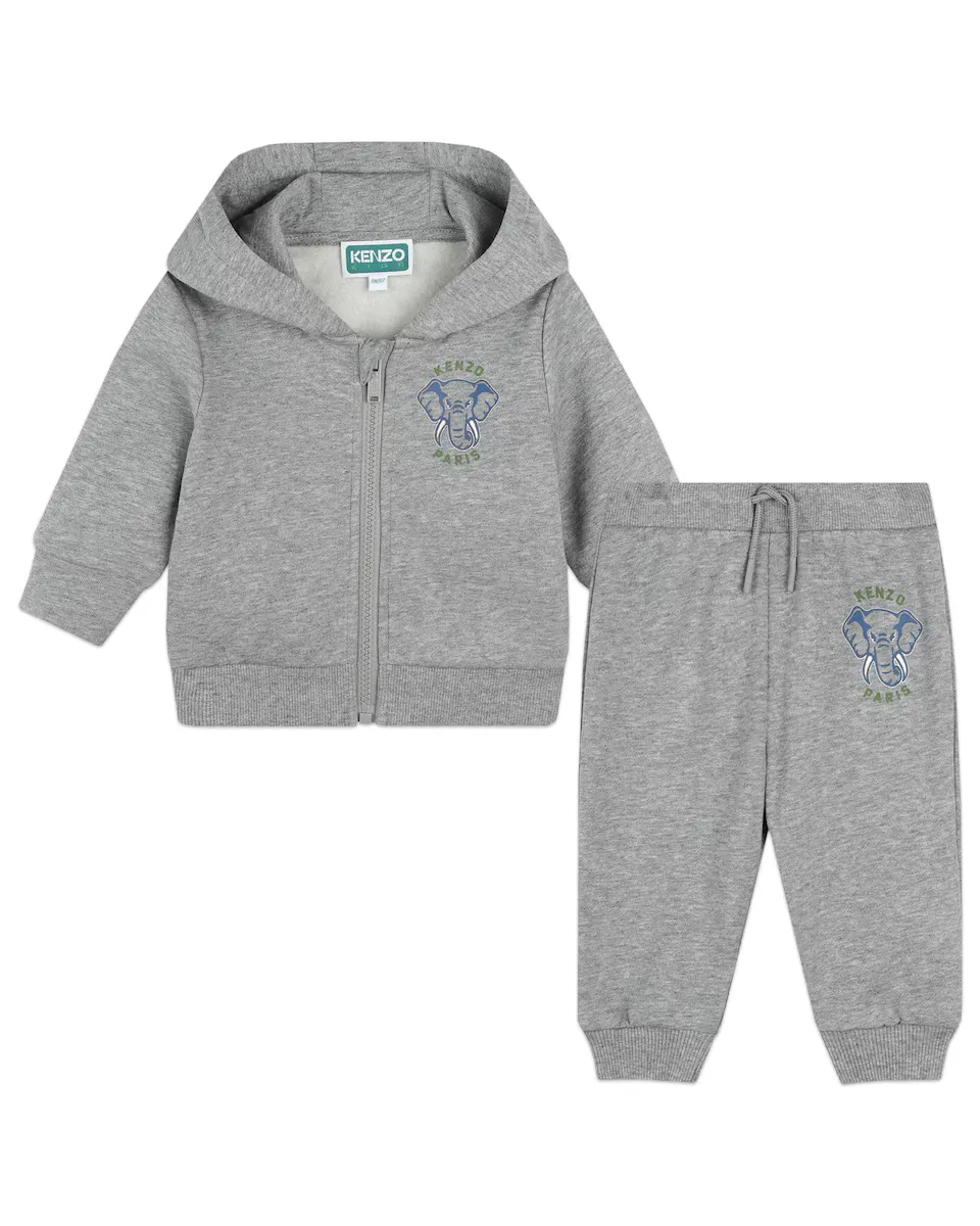 

Серый спортивный костюм для мальчика с капюшоном Kenzo Kids, светло-серый