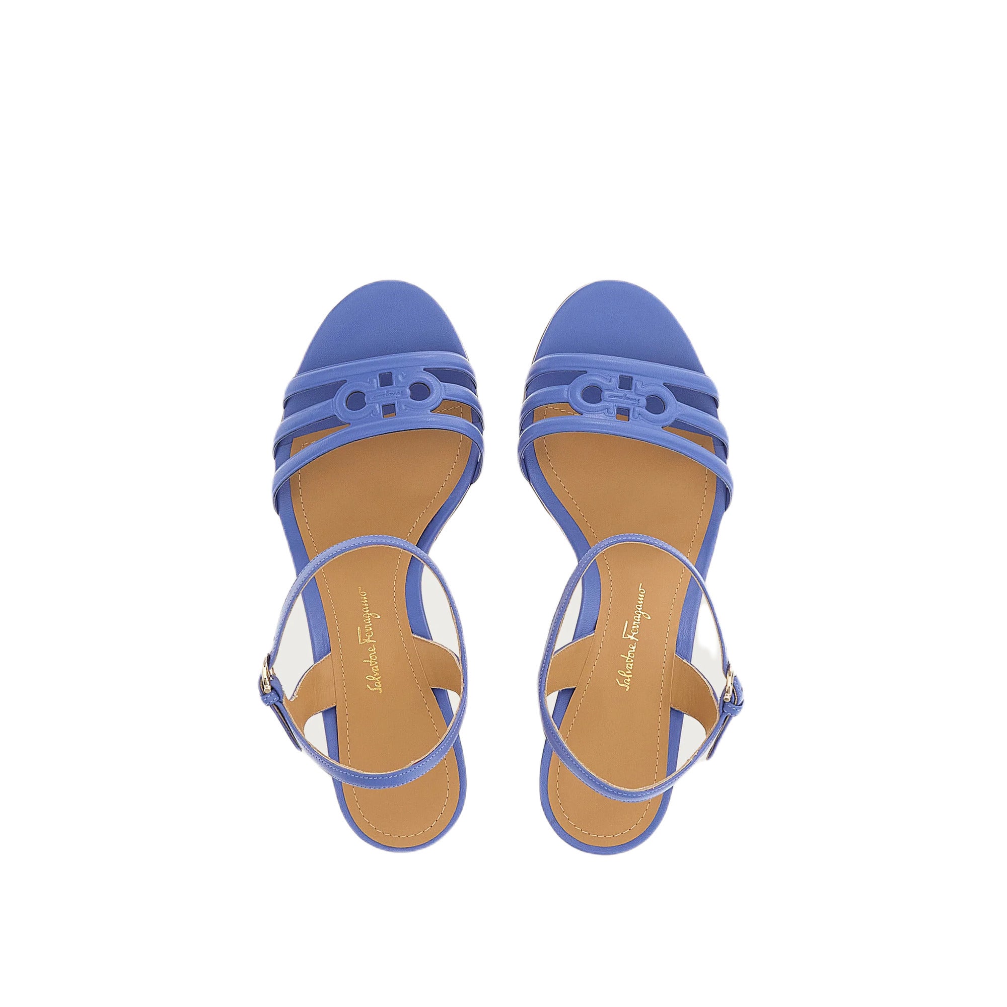 Феррагамо Фьери 70 С женские сандалии коричневые, синие Salvatore Ferragamo — фото 2