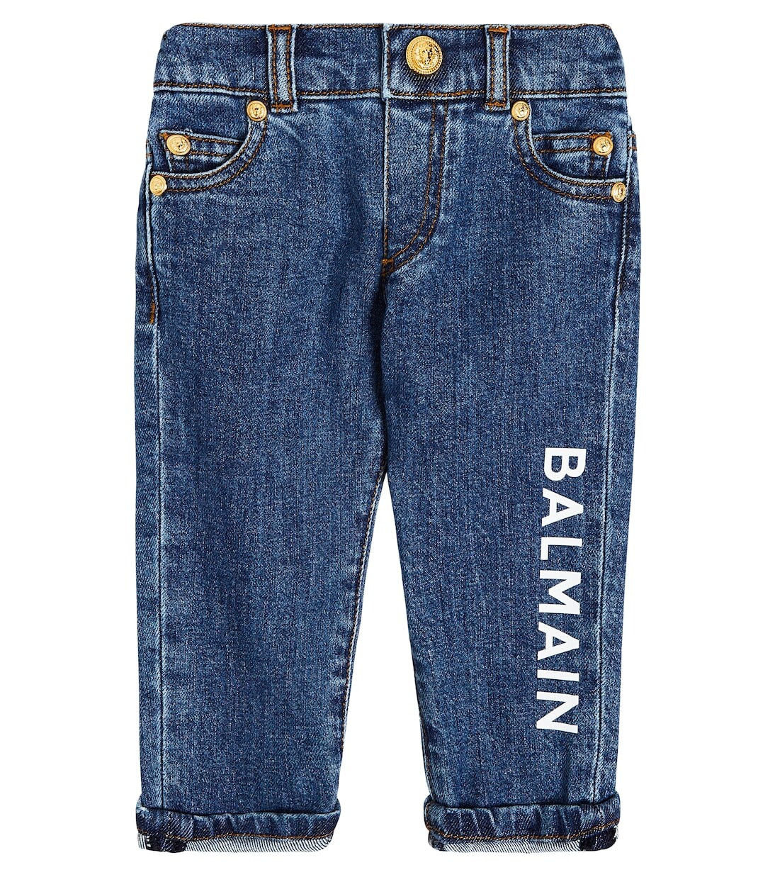 

Детские джинсы с логотипом Balmain Kids, синий