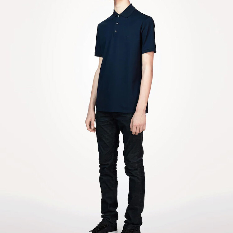 Новые квартальные продукты LV Polo Shirt Men Navy Blue Louis Vuitton, темно-синий — фото 3