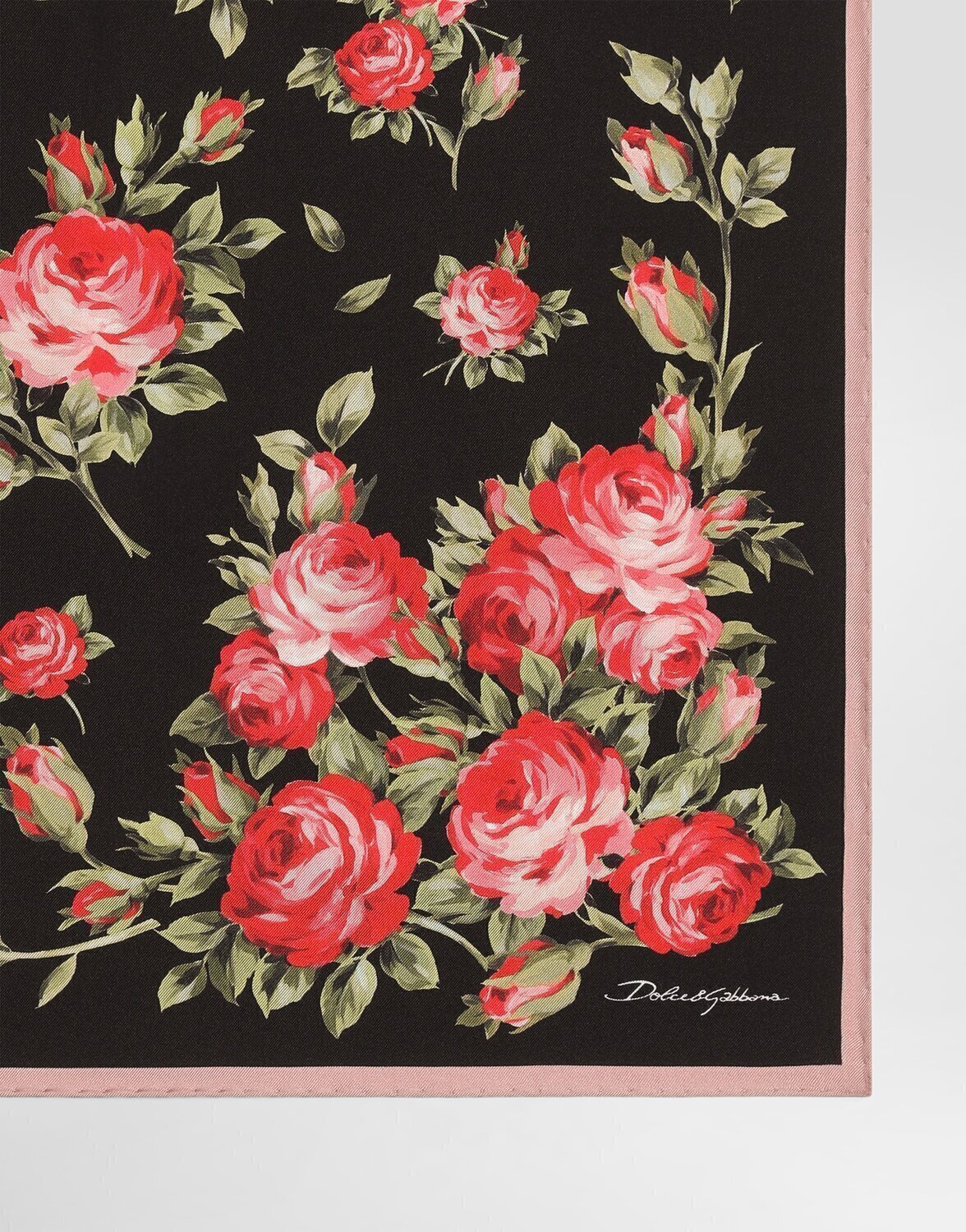 Шелковый твилловый платок с принтом розового букета 50x50 Dolce & Gabbana, мультиколор — фото 2
