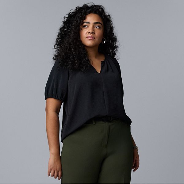 

Блузка с буфами Plus size Simply Vera Vera Wang, Black