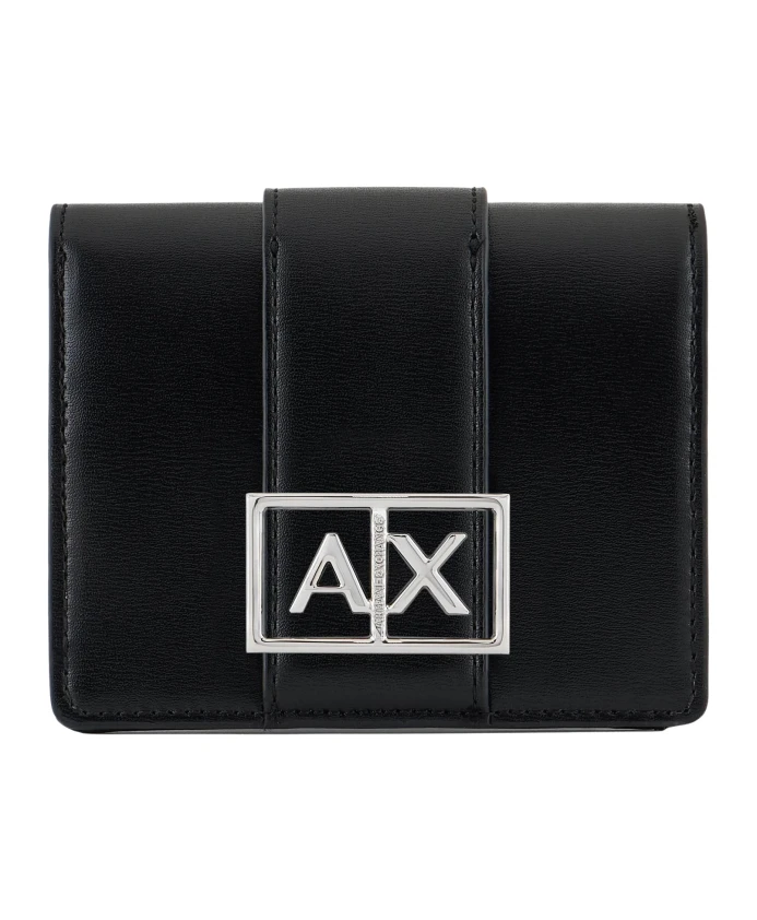 

Тонкий тканевый кошелек с металлическим логотипом. Armani Exchange, черный