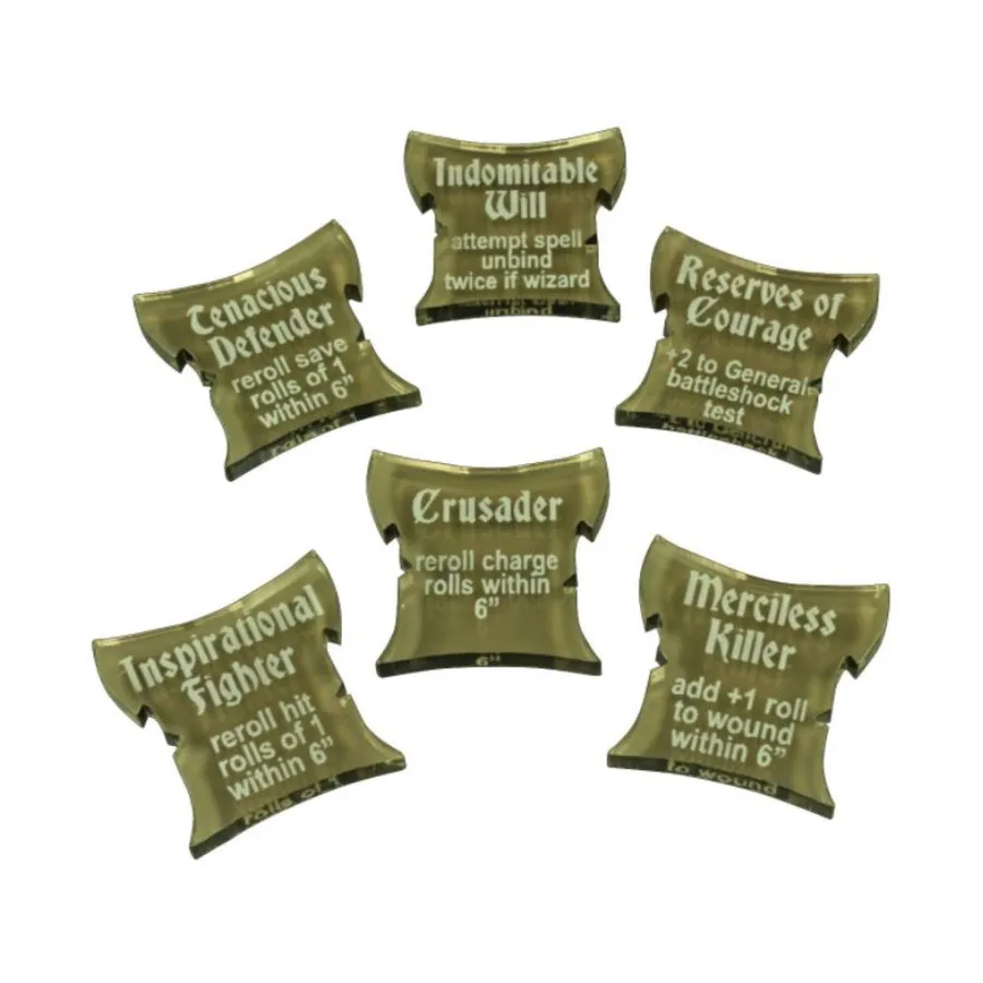 

Skirmish — набор жетонов командных способностей, прозрачная бронза (6), Warhammer - Age of Sigmar Accessories (Litko Aerosystems)