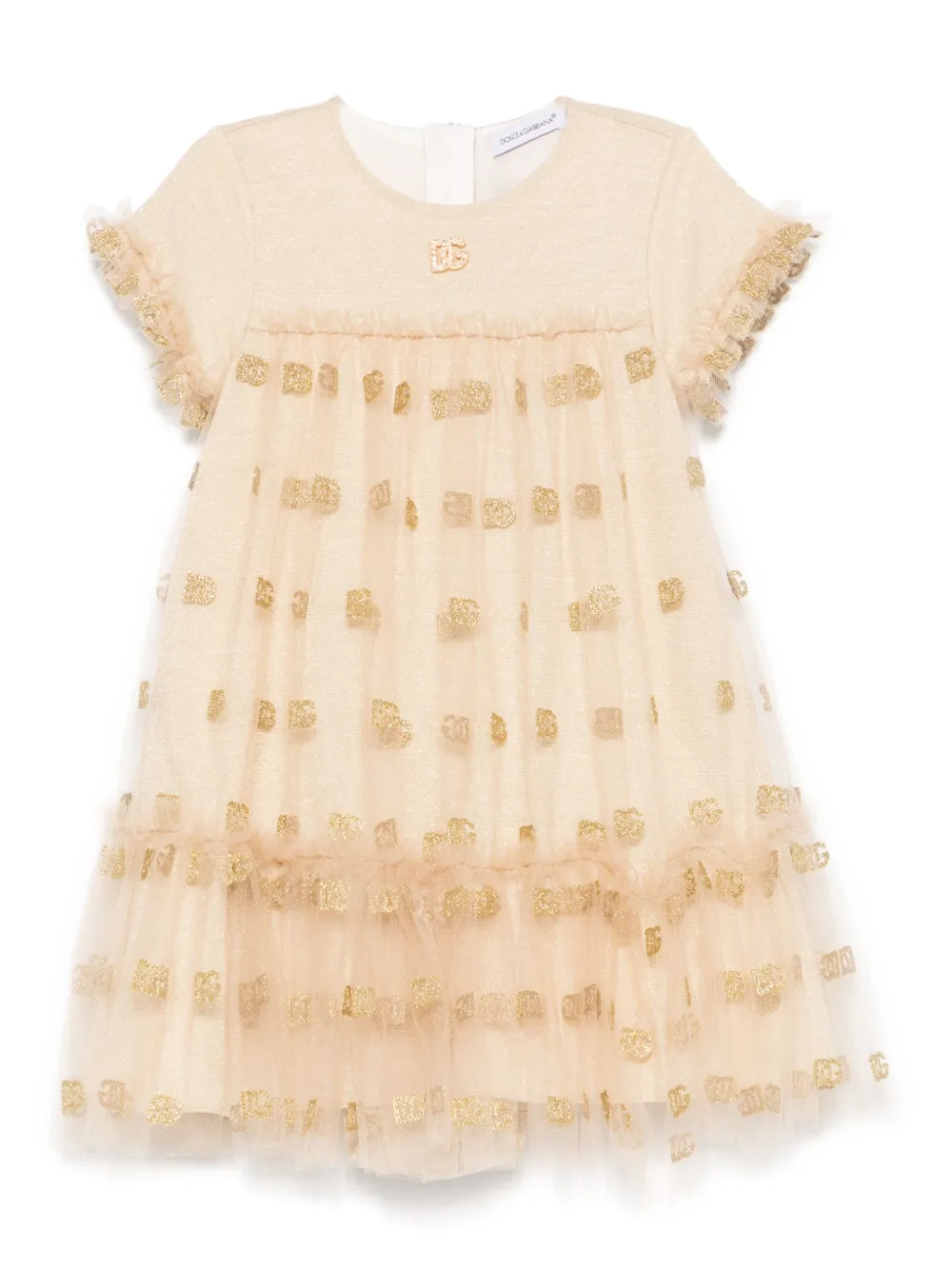 

Платье с жаккардовым логотипом Dolce & Gabbana Kids, золотой
