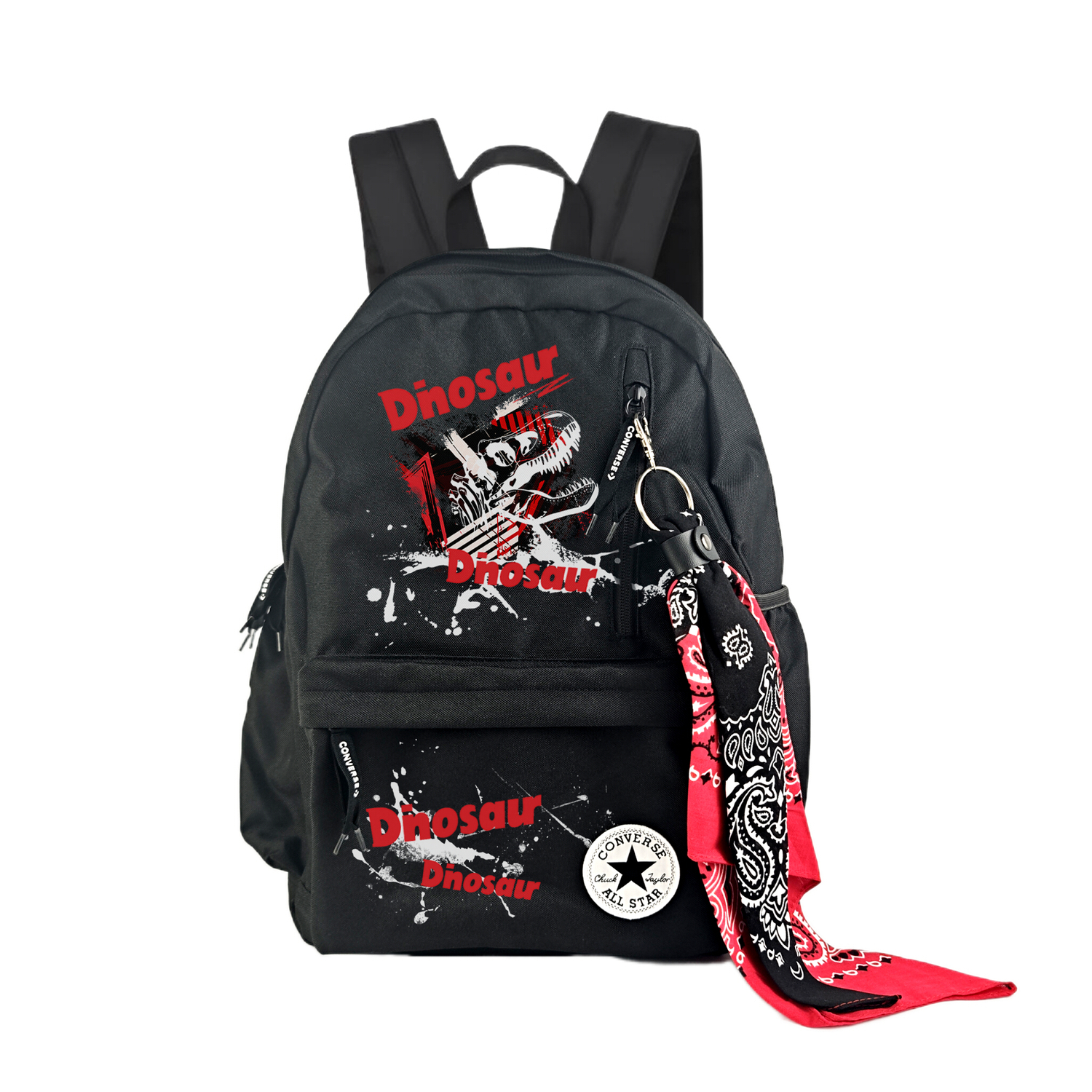 

Converse Полиэстеровый рюкзак средний унисекс черный, Dinosaur Graffiti