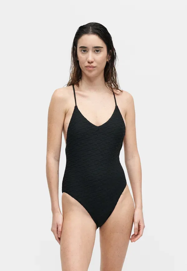 Слитный купальник с V-образным вырезом Nike Swim, черный