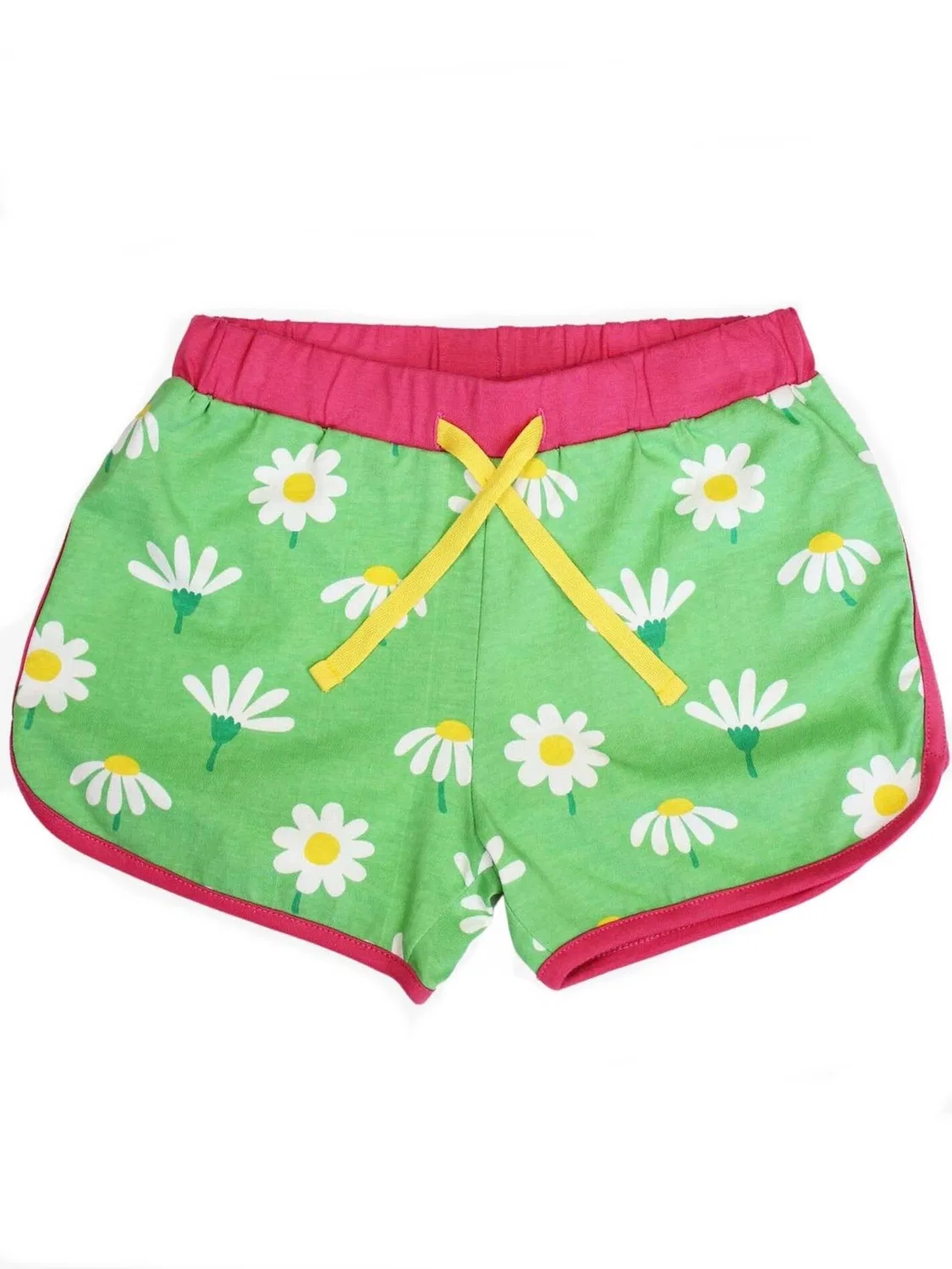 Зеленые брюки Toby Tiger Regular Bio-Baumwoll Kinder Shorts mit Gänseblümchen-Druck'