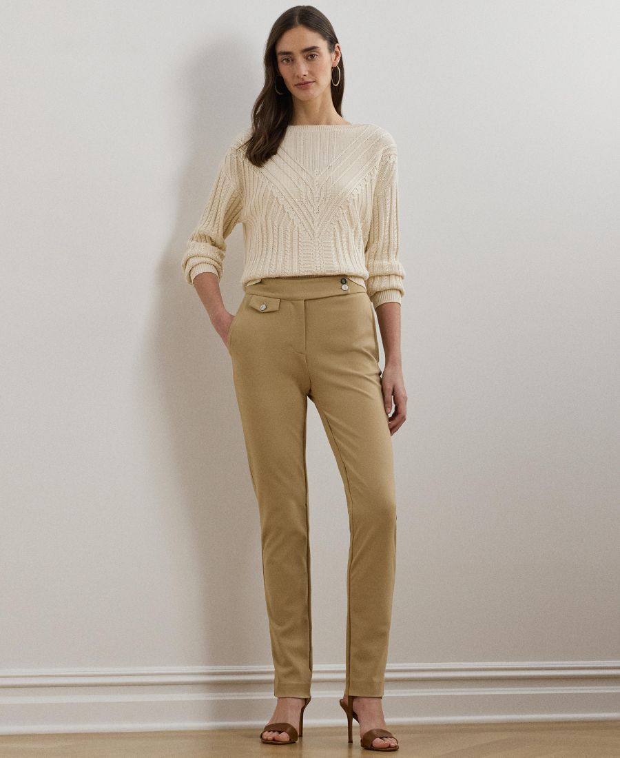 

Женские брюки-клеш до щиколотки из ткани понте, размеры P/XS-XXL Lauren Ralph Lauren, Birch Tan