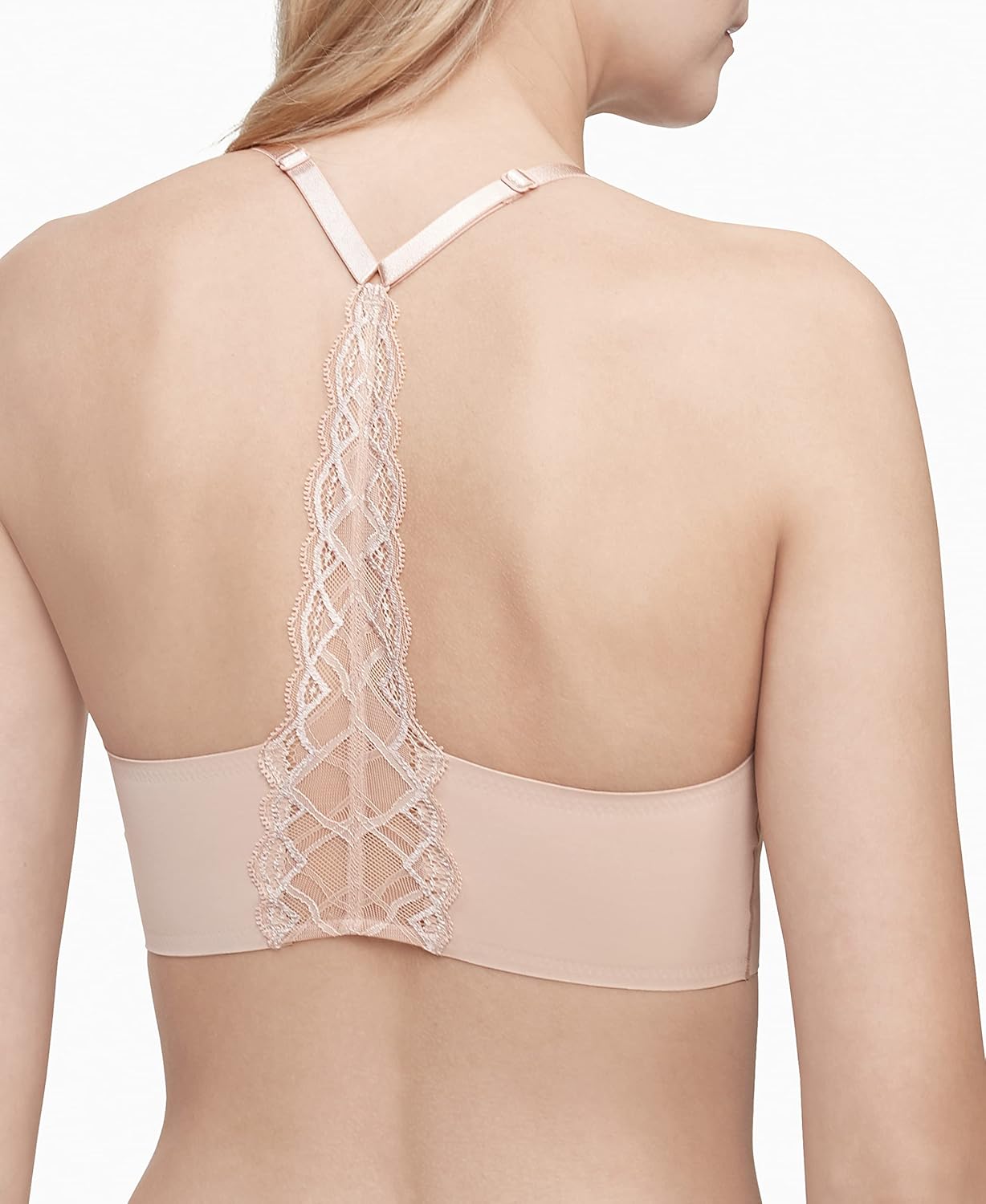 Женский бюстгальтер-бралетт Calvin Klein Invisibles Comfort с легкой подкладкой, бесшовный, с треугольными чашечками и косточками-косточками, Bare Lace Racerback — фото 2