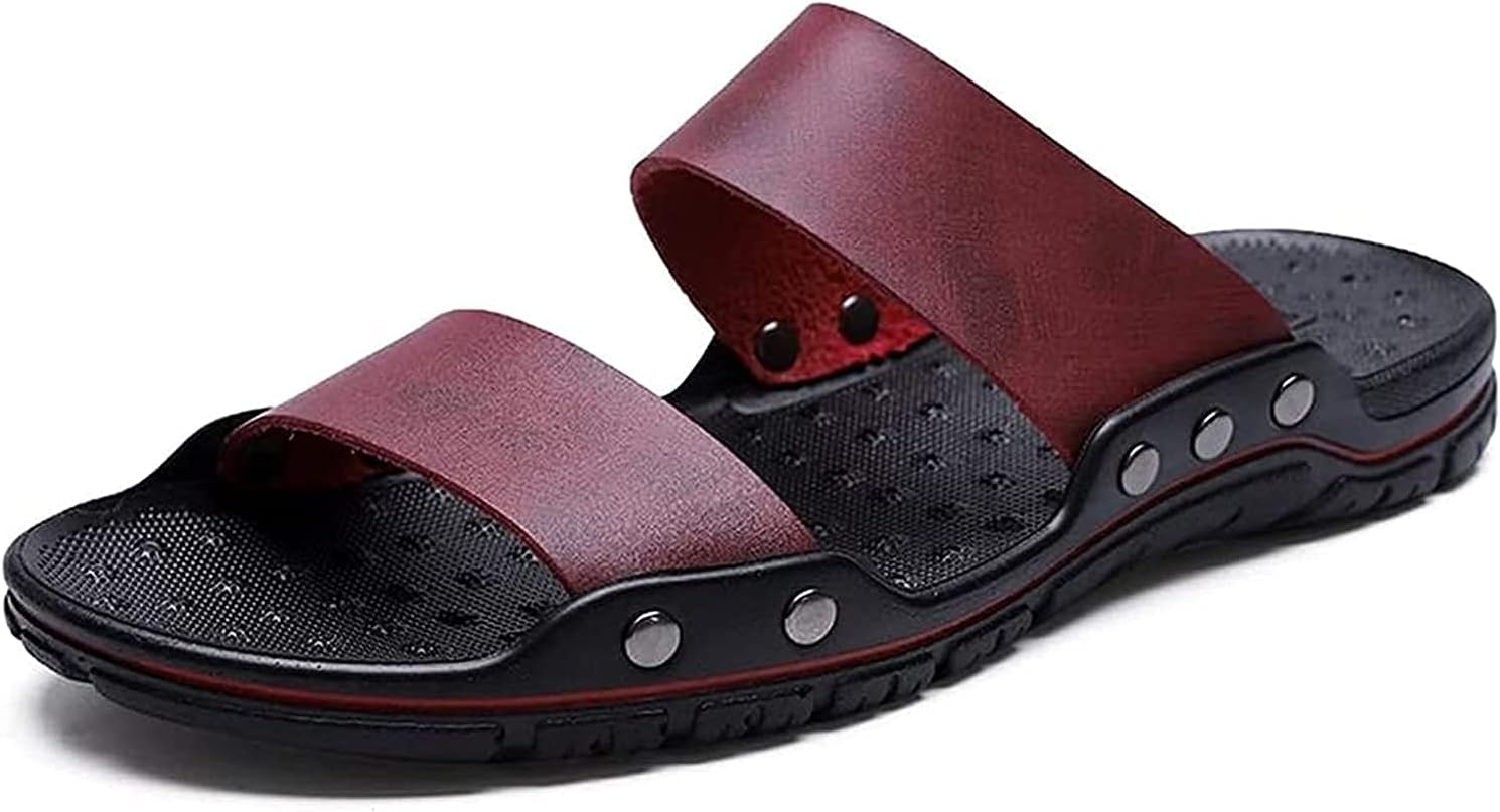 

Душевые тапочки для мужчин, домашние тапочки, кожаные сандалии для мужчин, повседневные большие шлепанцы, удобные нескользящие плоские пляжные туфли (Цвет: темно-синий; Размер: 41 EU) Eierfskiot