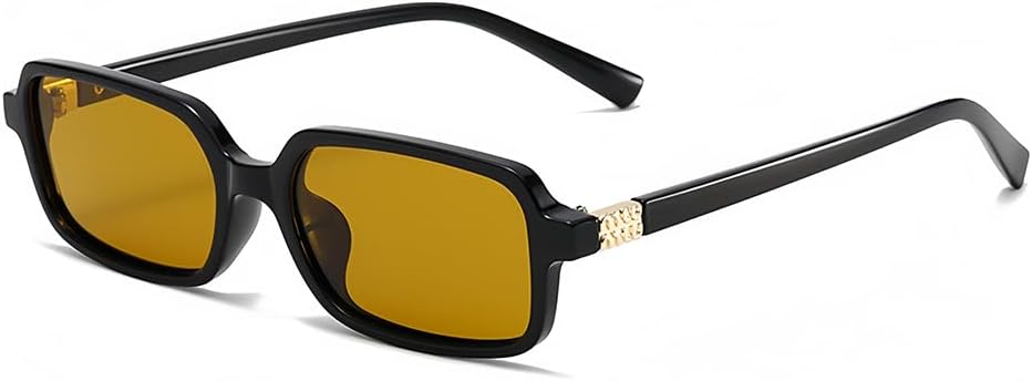 

Солнцезащитные очки EASYHAUTE прямоугольной формы для женщин, ретро-очки в стиле Miu 90-х с защитой от УФ-излучения UV 400, винтажные прямоугольные линзы, Black-yellow