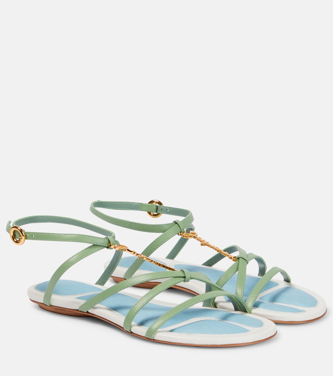 Сандалии из кожи с декором Jacquemus, Light Green