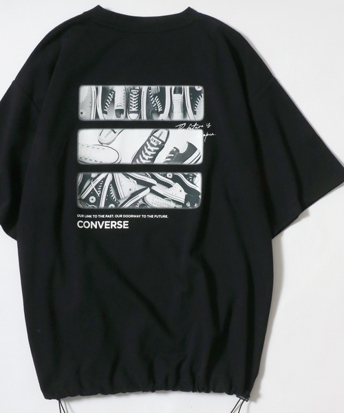 

Футболка с коротким рукавом, принтом и шнуровкой по низу, увеличенным логотипом на спине CONVERSE, черный