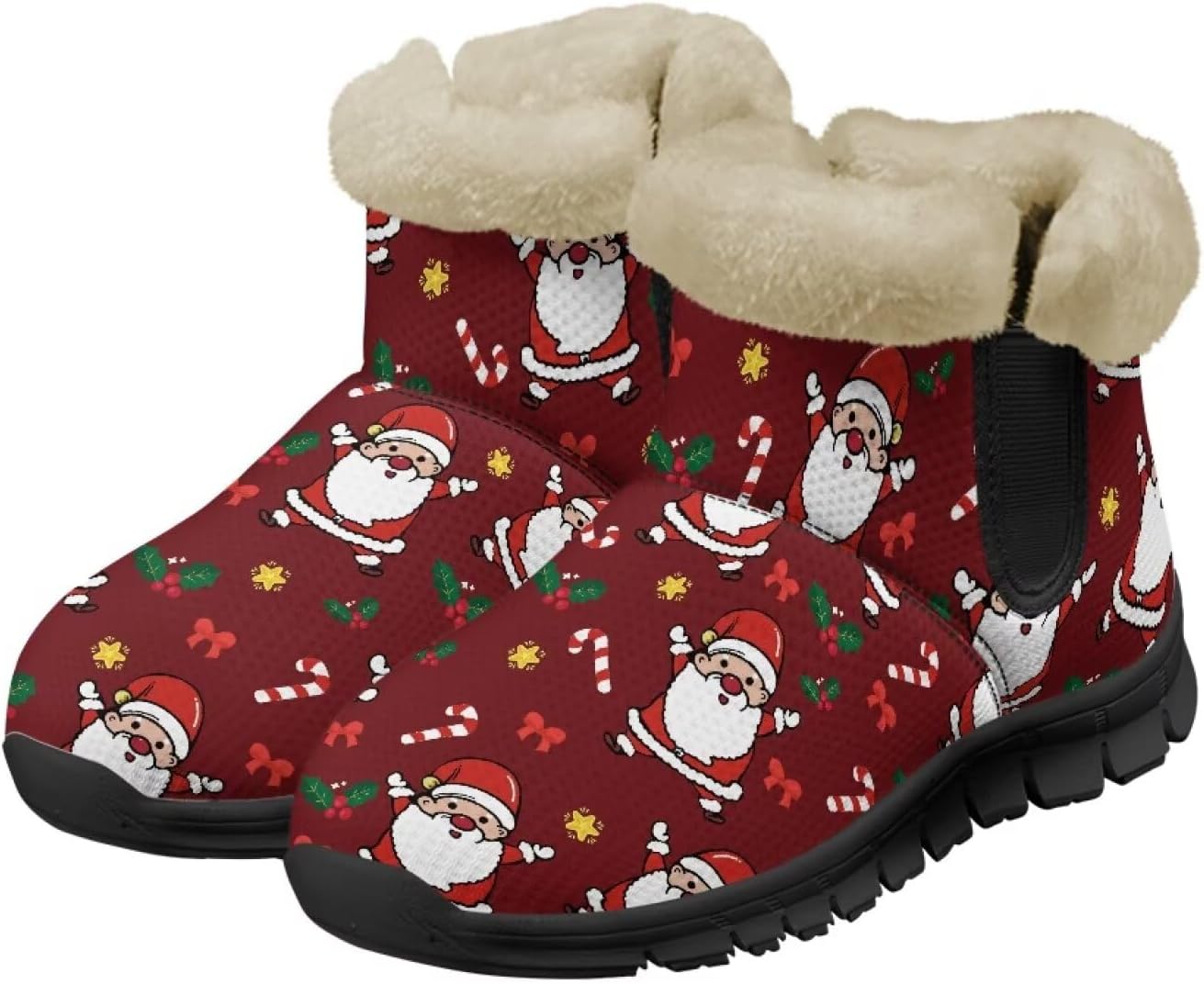 

Зимние теплые ботинки для взрослых, ботильоны до щиколотки, легкое надевание и снятие, противоскользящие, легкие обувь для женщин и мужчин Noprintge, Santa Claus