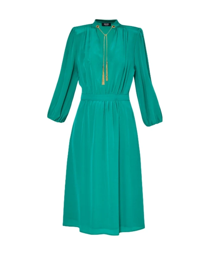 

Зеленое шелковое платье с золотыми деталями Liu Jo, зеленый