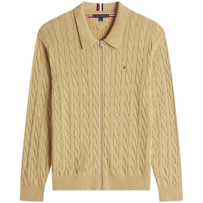 

Мужской трикотажный кардиган с отворотом, средней длины Tommy Hilfiger, хаки rbl