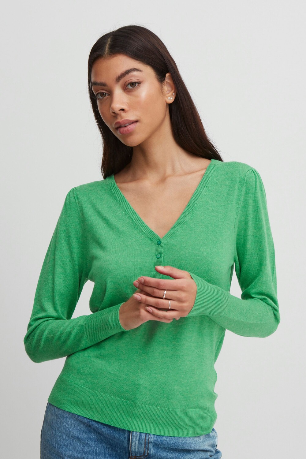 

Свитер b.young Strick BYMMPIMBA1 BUTTON JUMPER 20812781, зеленый