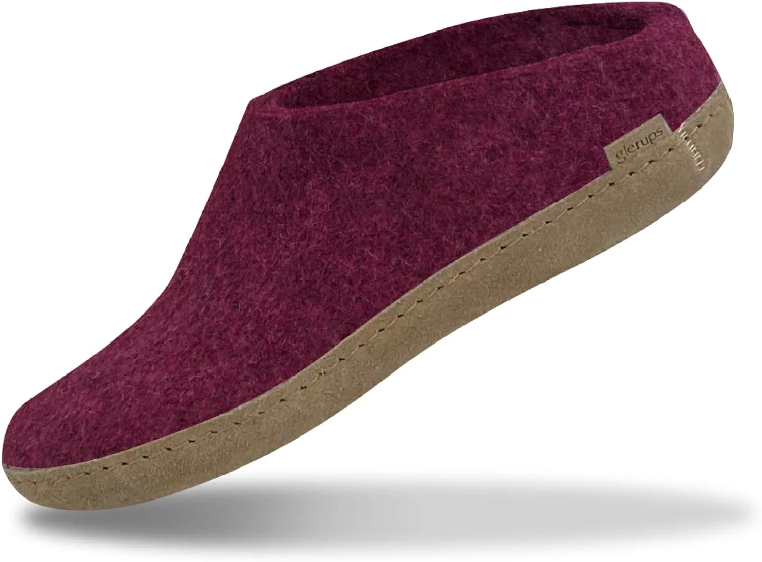 Войлочные тапочки Glerups dk B, унисекс, для взрослых, модель Hut Shoes, кожаная подошва, Cranberry