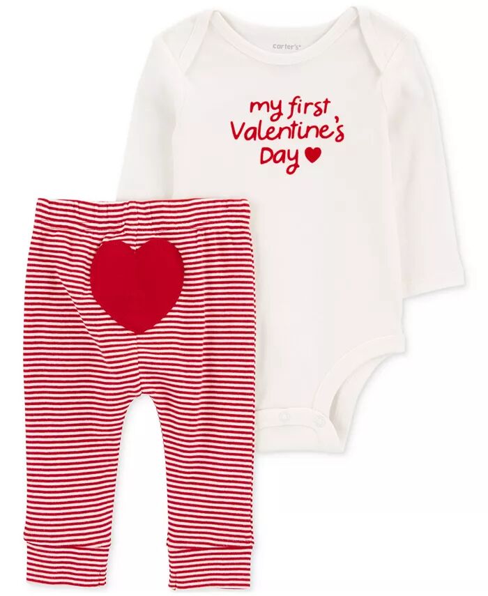 

Baby My First Valentine's Day Хлопковый боди и штаны, комплект из 2 предметов Carter's, красный