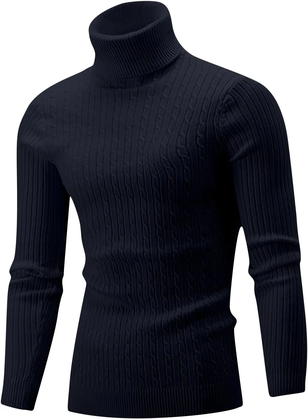 Мужской свитер в стиле Vintage, полоска, Slim Fit, длинный рукав, стойка — фото 2