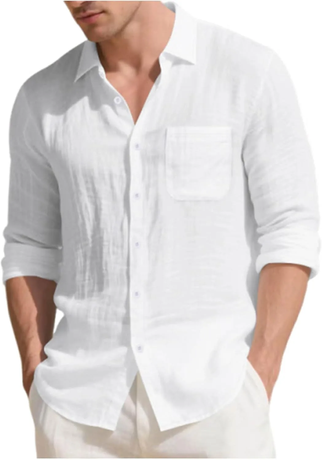 

Кардиган мужской летний-осенний с длинным рукавом и воротником-стойкой из льна