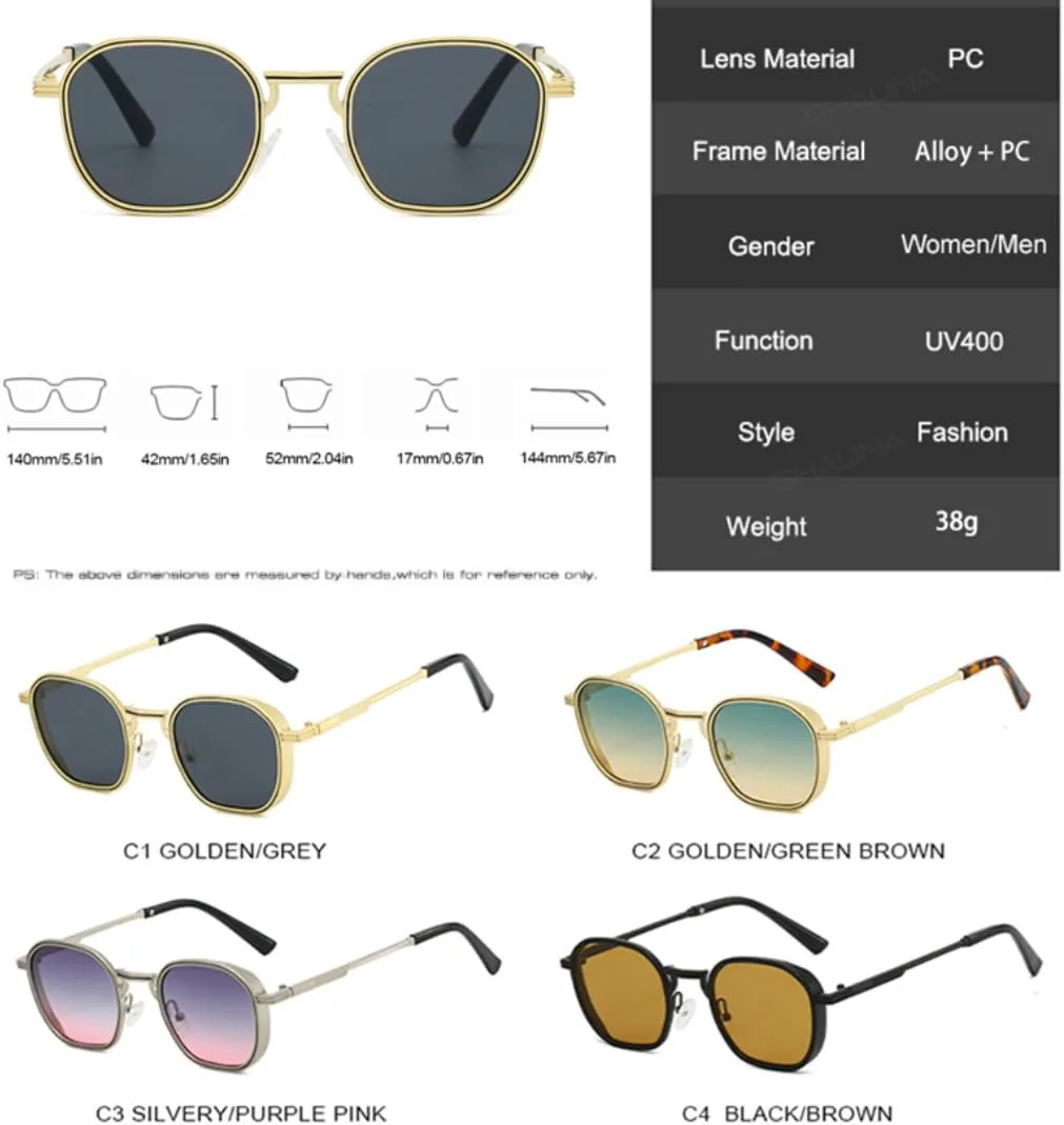 

Ретро квадратные металлические женские солнцезащитные очки UV400, модные прозрачные градиентные UV400, мужские солнцезащитные очки в стиле панк TVTBBVV, Silver Clear