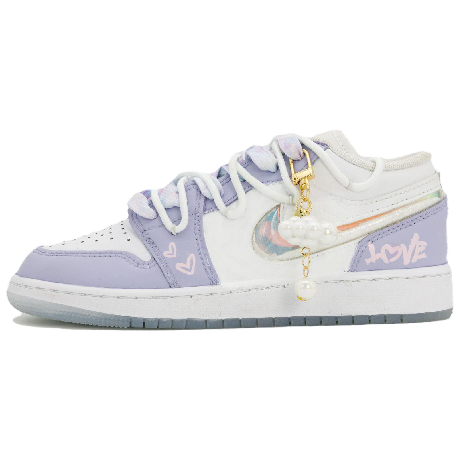 

Jordan Баскетбольные кроссовки Air 1 Violet Romance с низким верхом, устойчивые к истиранию, для подростков
