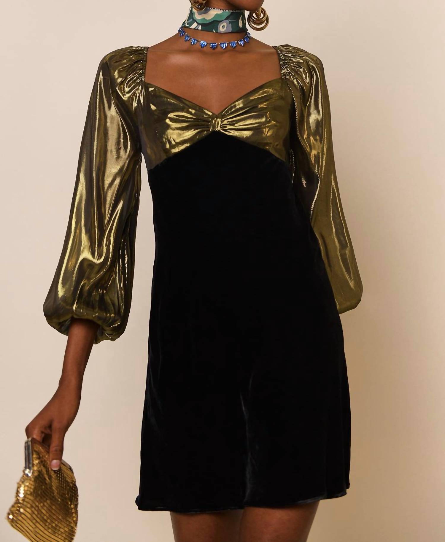 

Парижское мини-платье в золоте Rixo, золотой