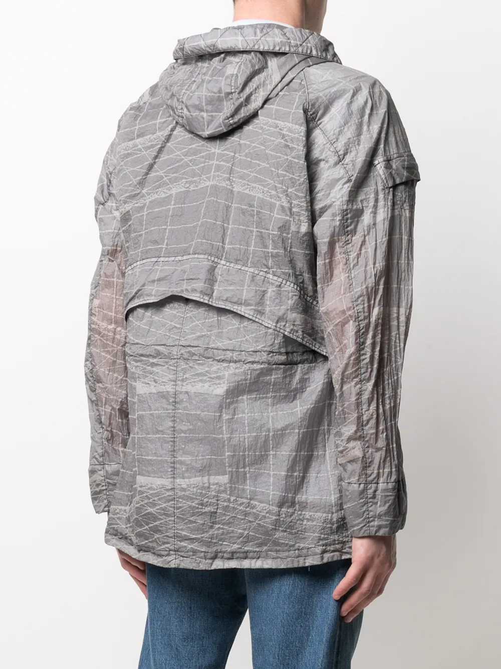 Легкая куртка с абстрактным принтом и капюшоном Stone Island, серый — фото 4