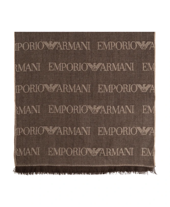 

Шарф с монограммой Emporio Armani, коричневый