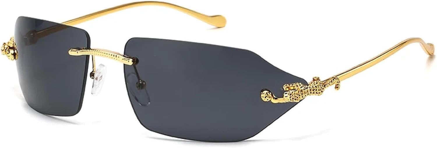 

Модные женские солнцезащитные очки с металлическим оправой «кошачий глаз», мужские с леопардовым принтом, в стиле стимпанк. Стильные и универсальные TVTBBVV, Golden Gray