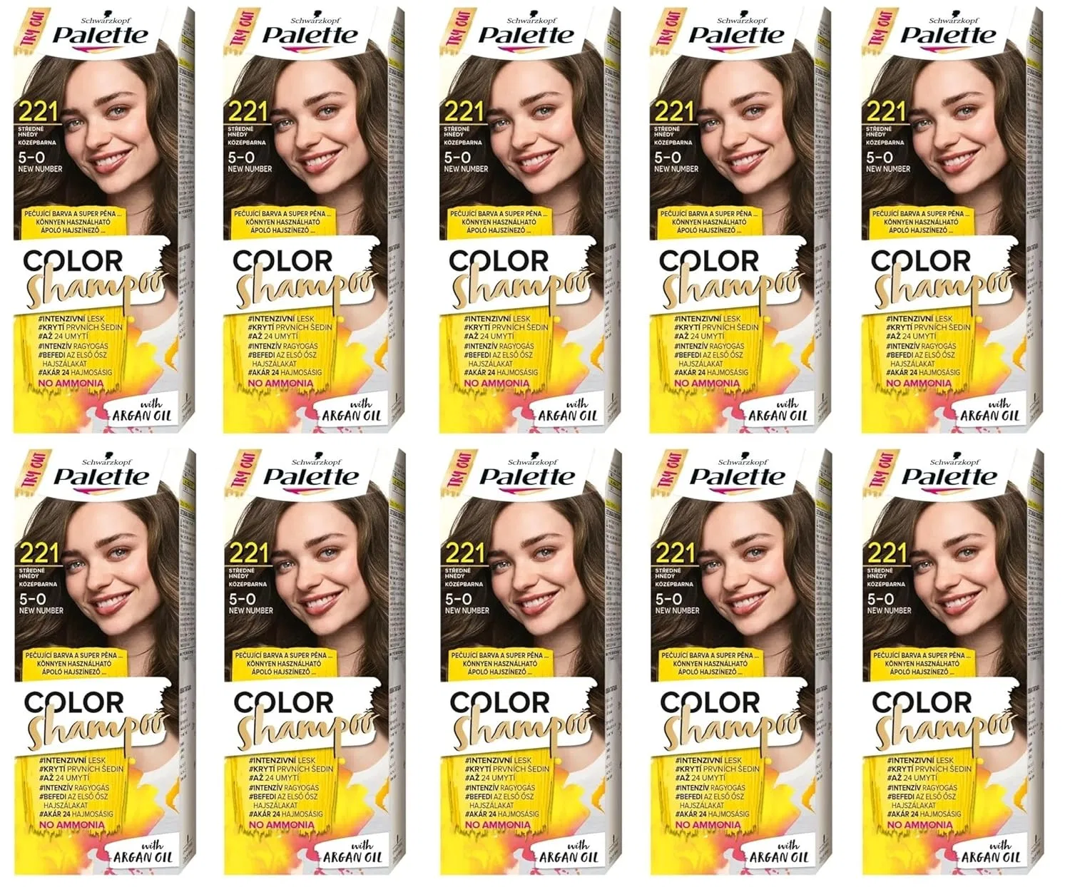 Шампунь-краска для волос Palette Colour Shampoo 5-0 (221) Средний коричневый (10 шт.) Palette