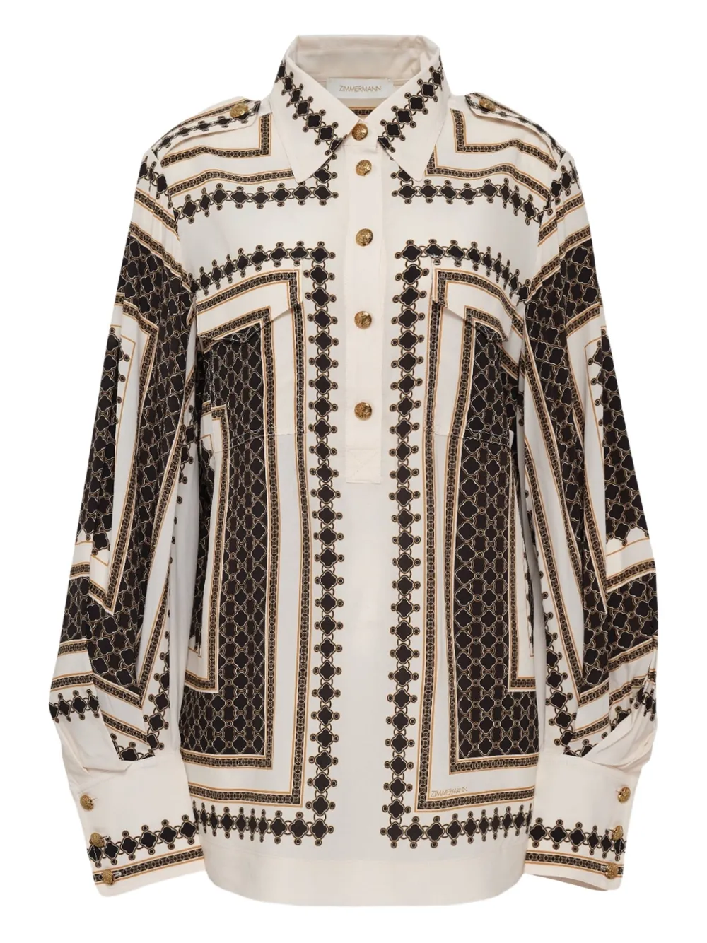 

Блузка с принтом-цепочкой и карманом ZIMMERMANN, черный