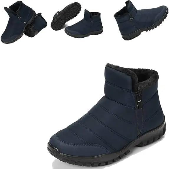 

Женские/мужские водонепроницаемые теплые хлопковые ботильоны на молнии для снега, утепленные ботильоны на щиколотку, молния, водонепроницаемые для улицы Generic, синий