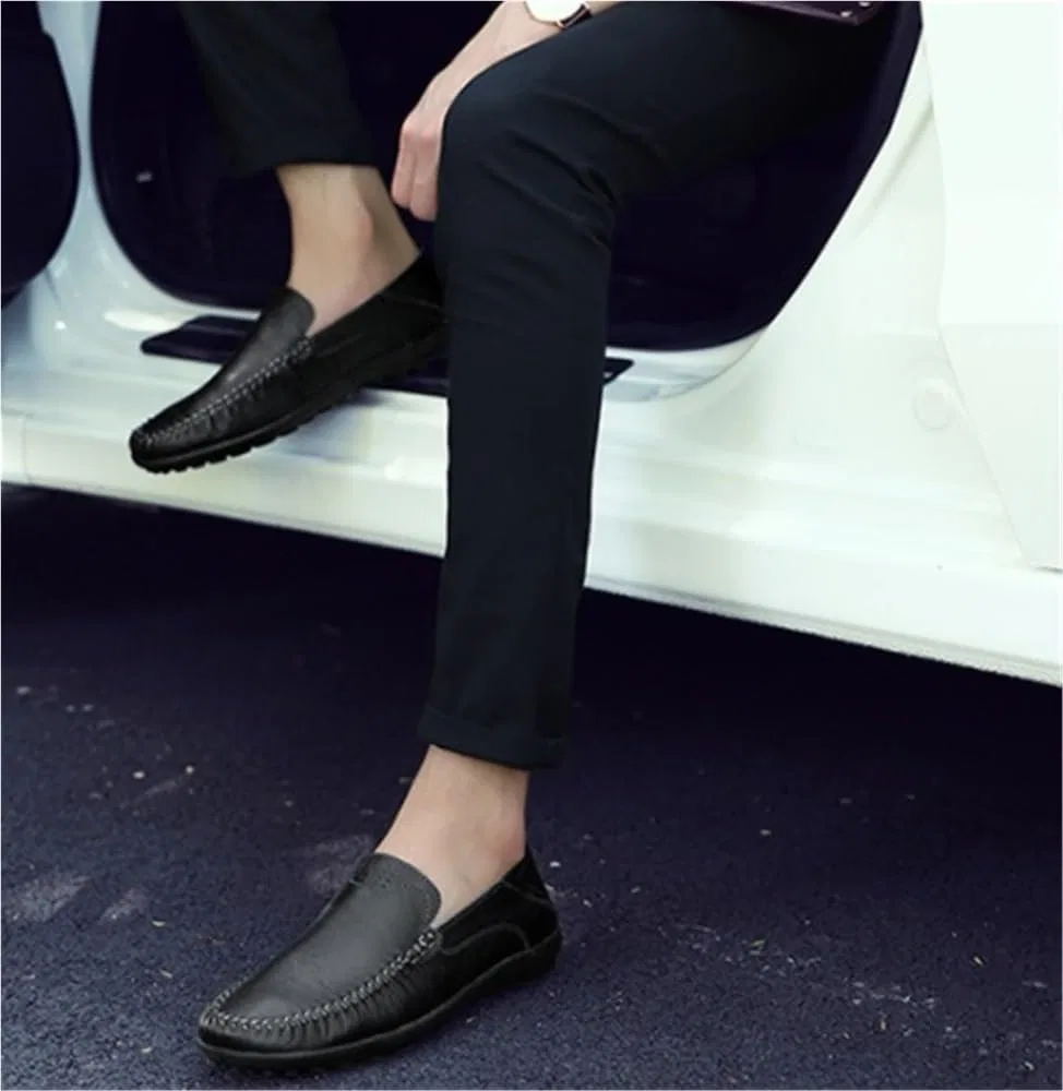 Мокасины кожаные мужские Slip-On, Black DHFIRUFSHLO — фото 3
