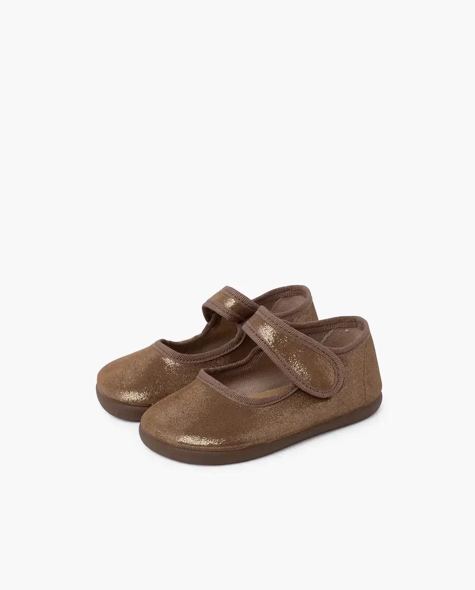 Детские балетки Barefoot с блестящей липкой лентой Pisamonas, коричневый — фото 3